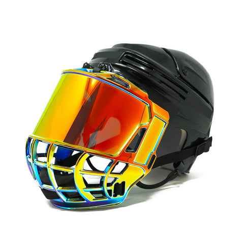 Colored Bubbles Chrome Hockey Face Shield